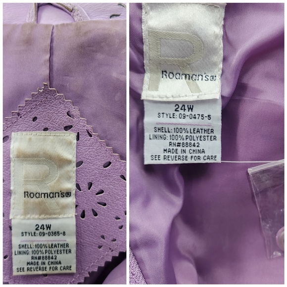 Roaman’s Leather Lilac Eyelet Blazer & Box Pleated Maxi Skirt Suit Suit Size 24W - Picture 11 of 14